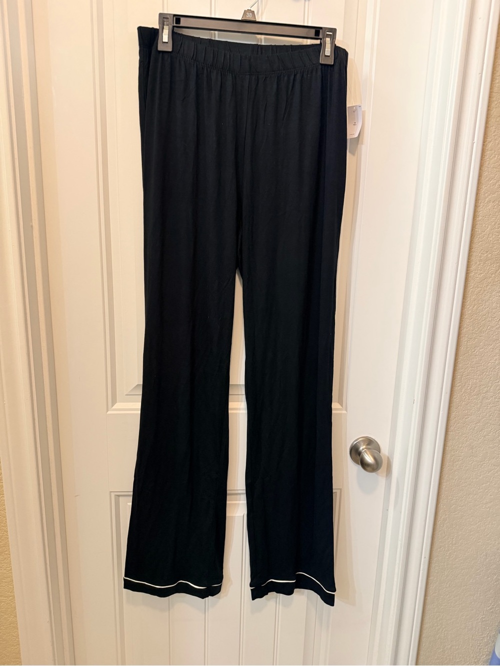 Old Navy Black Track Pants with White Hem Trim